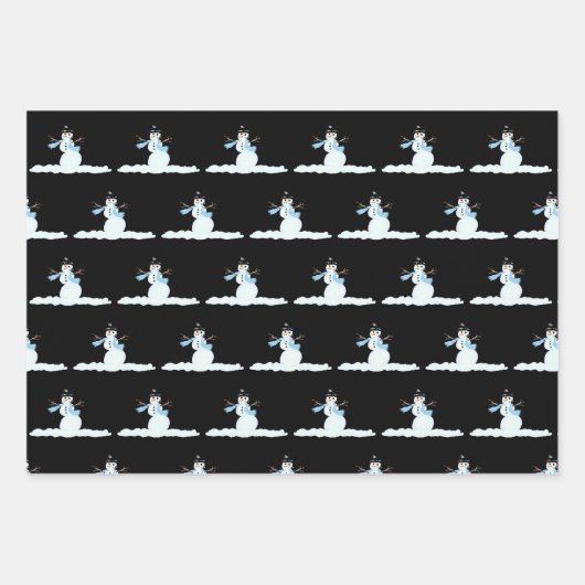 Snowman Patterns Curly Bäume Neutrale Weihnachten Geschenkpapier Set (Vorderseite 2)