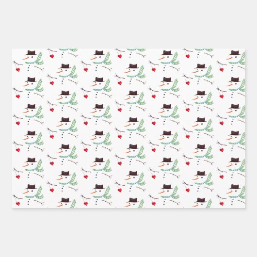 Snowman Patterns Curly Bäume Neutrale Weihnachten Geschenkpapier Set (Vorderseite)