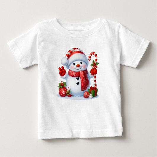 Snowman Peace Sign Christmas  Baby T-shirt (Vorderseite)