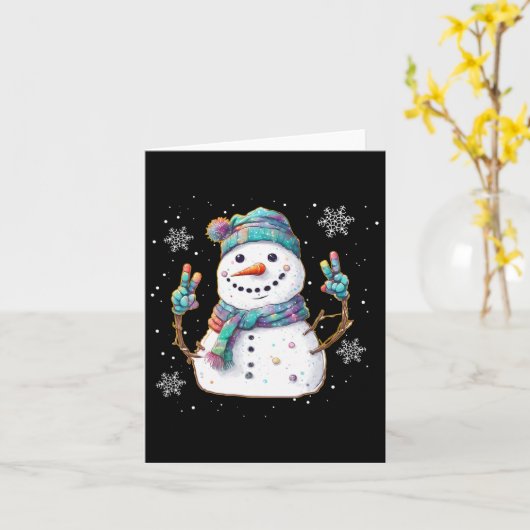 Snowman Peace Sign Weihnachtsschnee Frosty Winter Karte (Gelbe Blume)