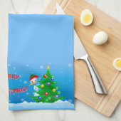 Snowman Peeking Geschirrtuch (Viertel Falte)