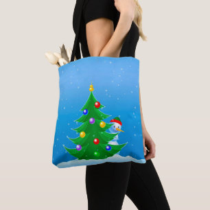 Snowman Peeking Tasche