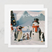 Snowman & Penguin #3 Custom Novelty Feiertagskarte (Vorne/Hinten)