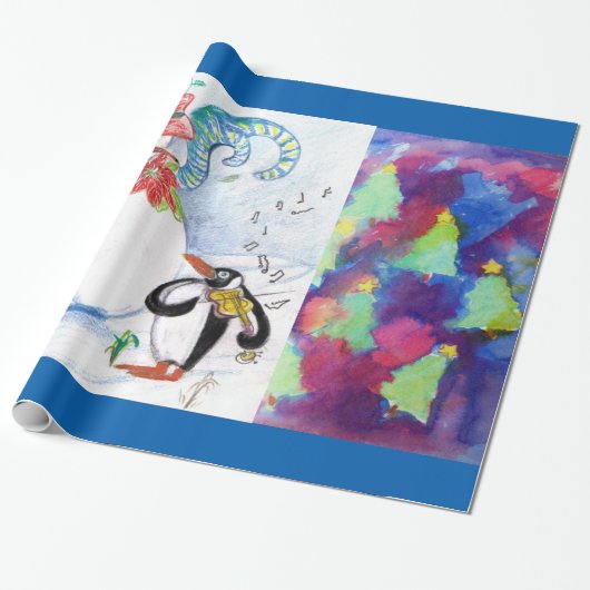 SNOWMAN, PENGUIN'S SERENADE UND FARBHAFTE XMAS BÄU GESCHENKPAPIER (Ungerollt)