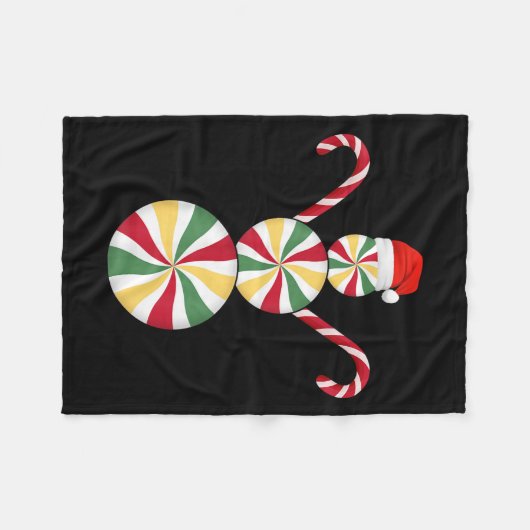 Snowman Peppermint Candies Merry Christmas Pajamas Fleecedecke (Vorderseite (Horizontal))