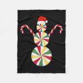 Snowman Peppermint Candies Merry Christmas Pajamas Fleecedecke (Vorderseite)