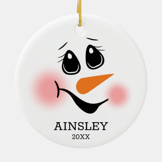 Snowman Personalisiert Keramik Ornament (Hinten)