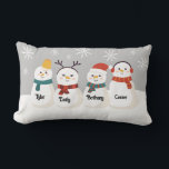 Snowman Personalisiert Names Christmas Custom Lendenkissen<br><div class="desc">Snowman Familie personalisierte Namen dekorative Weihnachtswerfer Kissen. Das ist das perfekte Weihnachtsgeschenk und die perfekte Gestaltung für den Winter.</div>