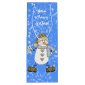 Snowman Personalisiert Weihnachten Geschenktüte Für Weinflaschen (Rückseite)