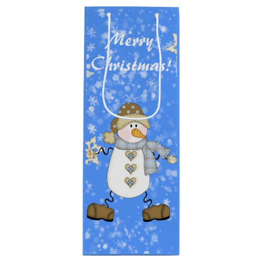 Snowman Personalisiert Weihnachten Geschenktüte Für Weinflaschen (Vorderseite)