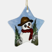 Snowman-personalisierte Stern-Verzierung Keramik Ornament (Rechts)