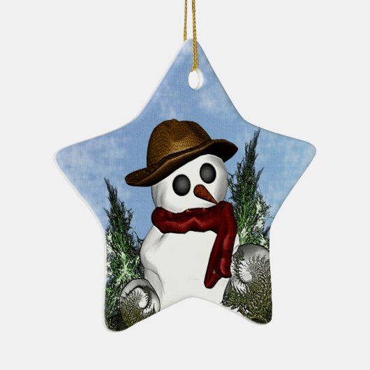 Snowman-personalisierte Stern-Verzierung Keramik Ornament (Rechts)