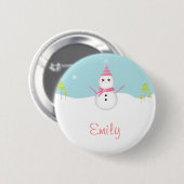 Snowman-personalisierter Knopf Button (Vorne & Hinten)