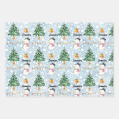 Snowman Personalize Name 3 Christmas Geschenkpapier Set (Vorderseite 3)
