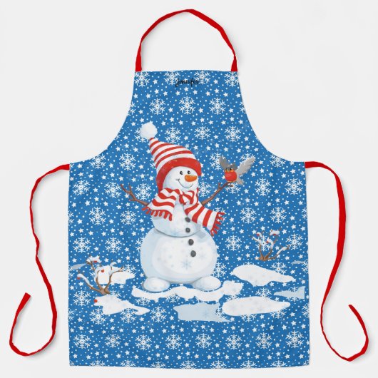 Snowman personalize Name Christmas Geschenk Schürze (Vorderseite)
