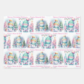 Snowman Personalize Pink Name Girl's Christmas 3 Geschenkpapier Set (Vorderseite 2)