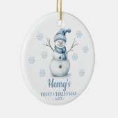 Snowman Personalized Baby's First Christmas Keramik Ornament (Rechts)
