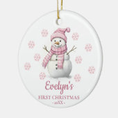 Snowman Personalized Girl's First Christmas Keramik Ornament (Links)