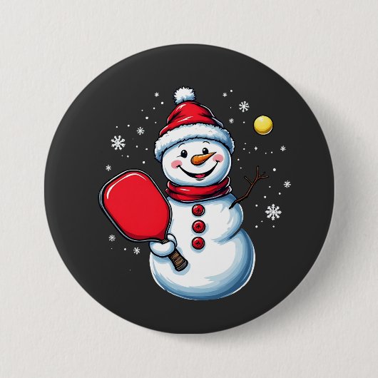 Snowman Pickleball Weihnachten Button (Vorderseite)