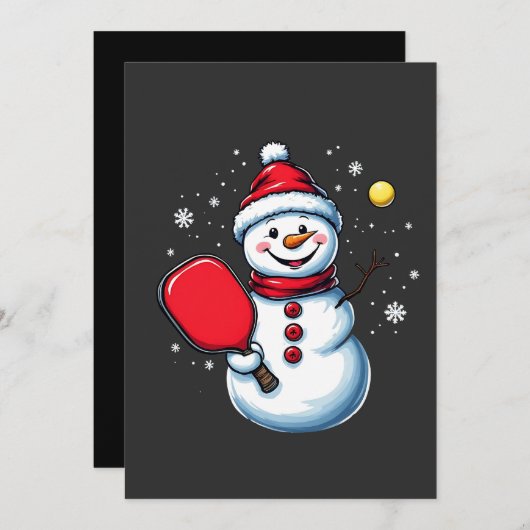Snowman Pickleball Weihnachten Einladung (Vorne/Hinten)