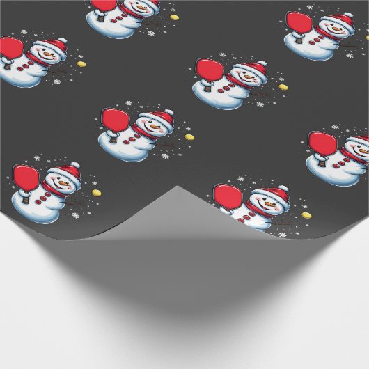 Snowman Pickleball Weihnachten Geschenkpapier (Ecke)