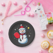 Snowman Pickleball Weihnachten Pappteller (Party)