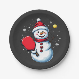 Snowman Pickleball Weihnachten Pappteller