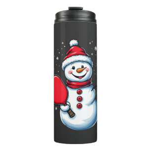 Snowman Pickleball Weihnachten Thermosbecher