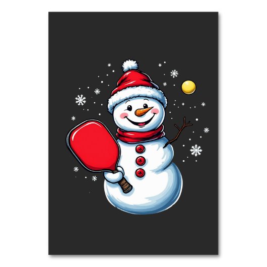 Snowman Pickleball Weihnachten Tischnummer (Vorderseite)