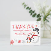 Snowman Pinguin Winter Wonderland Danke Karte (Stehend Vorderseite)