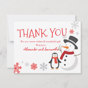 Snowman Pinguin Winter Wonderland Danke Karte
