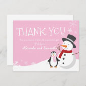 Snowman Pinguin Winter Wonderland Danke Karte (Vorne/Hinten)
