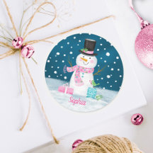 Snowman Pink Niedlicher Personalisierter Weihnacht