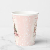 Snowman Pink Winter Christmas Girl Babydusche Pappbecher (Rechts)