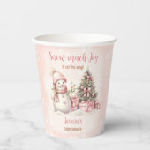 Snowman Pink Winter Christmas Girl Babydusche Pappbecher (Vorderseite)