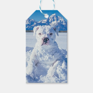 Snowman Pitbull Puppy Dog Grand Tetons Gift Tag Geschenkanhänger