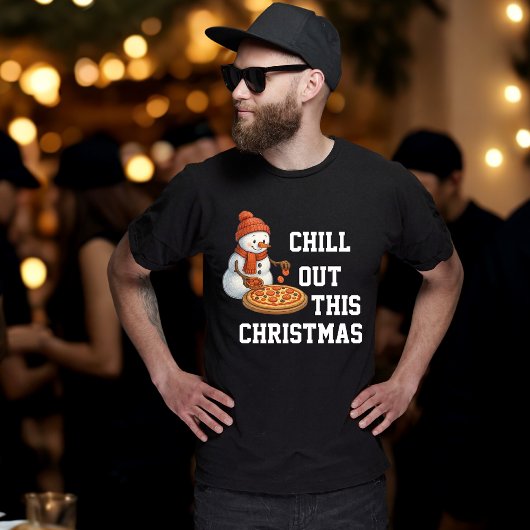 Snowman Pizza Christmas T-Shirt