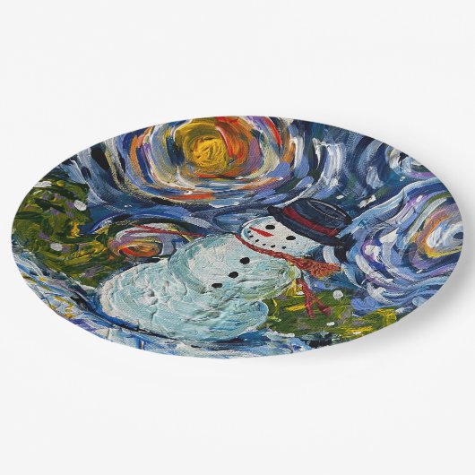 Snowman plates 9 inch pappteller (Schrägansicht)