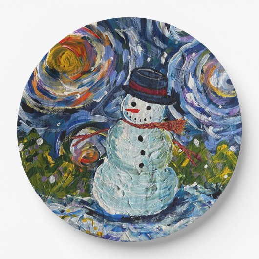 Snowman plates 9 inch pappteller (Vorderseite)
