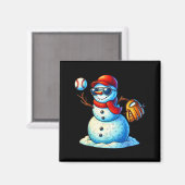Snowman Playing Baseball As Tcher Boys Teens Chris Magnet (Vorderseite/Rückseite)