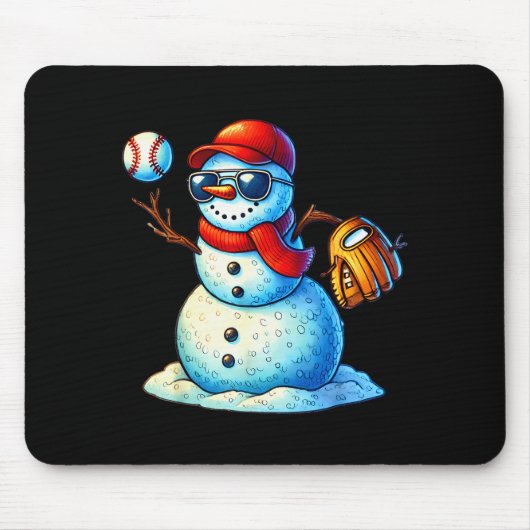 Snowman Playing Baseball As Tcher Boys Teens Chris Mousepad (Vorne)