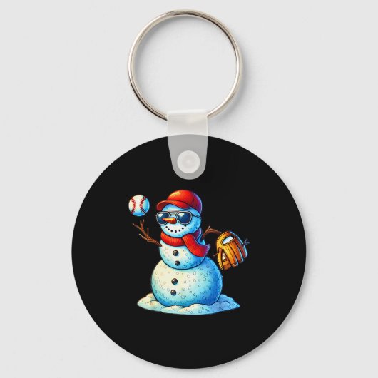 Snowman Playing Baseball As Tcher Boys Teens Chris Schlüsselanhänger (Vorderseite)