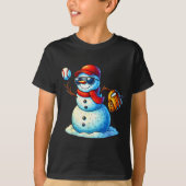 Snowman Playing Baseball As Tcher Boys Teens Chris T-Shirt (Vorderseite)