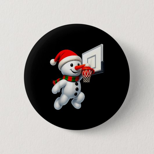 Snowman Playing Basketball Merry Christmas Pajamas Button (Vorderseite)