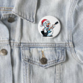 Snowman Playing Electric Guitar Weihnachten Button (Beispiel)