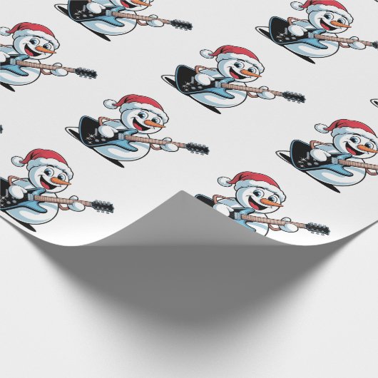 Snowman Playing Electric Guitar Weihnachten Geschenkpapier (Ecke)