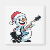 Snowman Playing Electric Guitar Weihnachten Magnet (Vorne)
