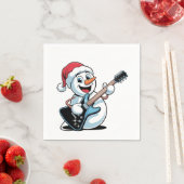 Snowman Playing Electric Guitar Weihnachten Serviette (Beispiel)