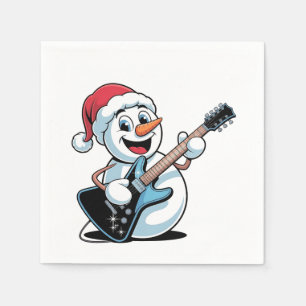 Snowman Playing Electric Guitar Weihnachten Serviette