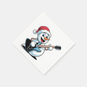 Snowman Playing Electric Guitar Weihnachten Serviette (Ecke)